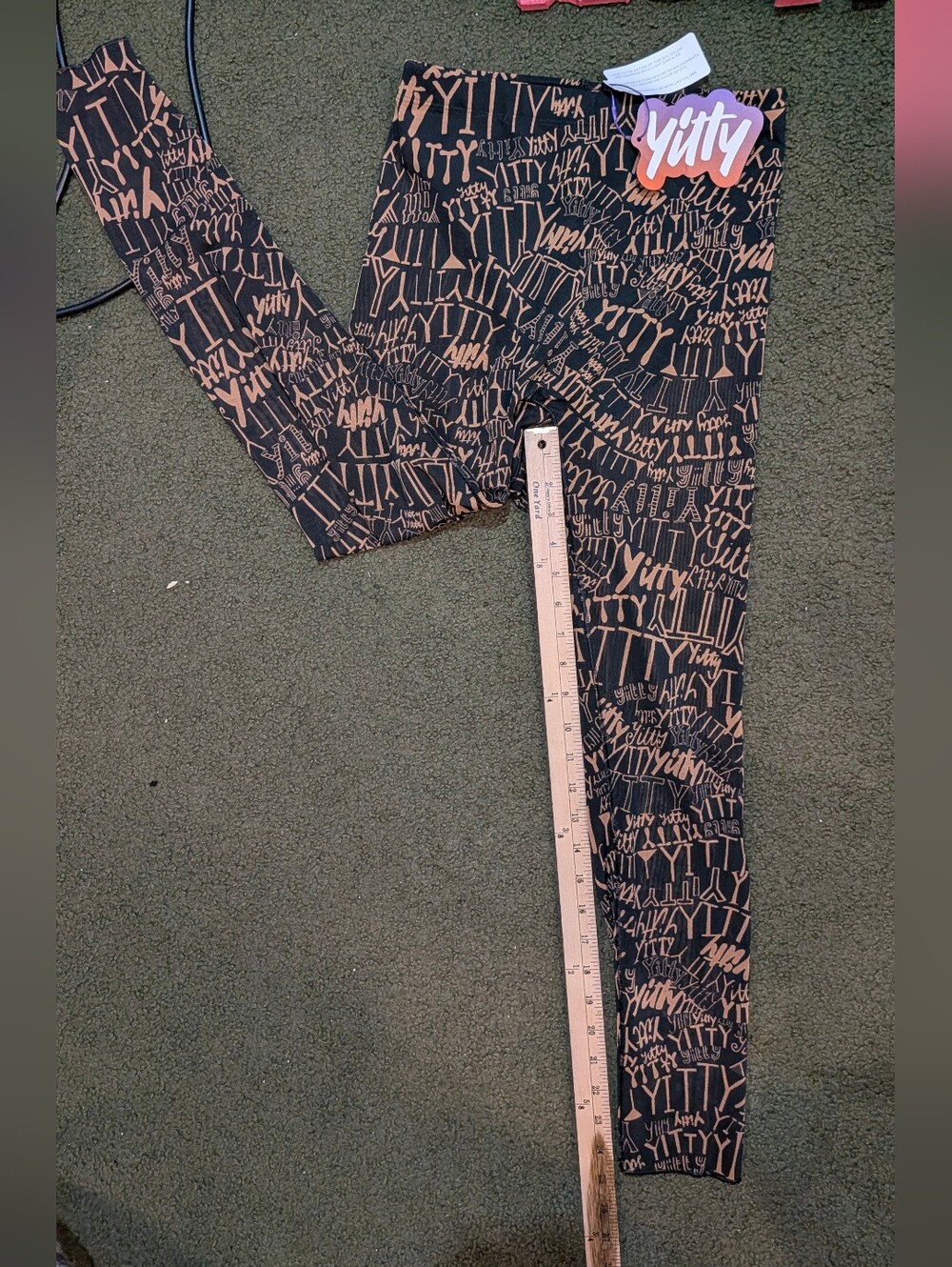 YITTY Black Leggings with Orange Script NWT